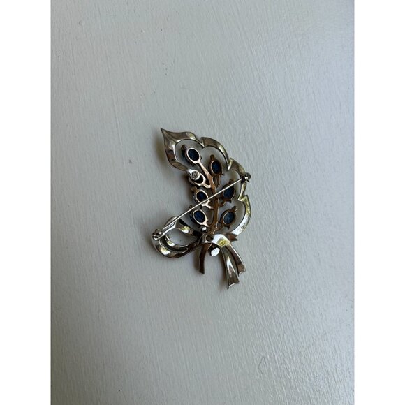 Flower Bouquet Rhinestone DEWEES 1930s RARE Vintage Signed Sterling Dewees - Picture 7 of 10